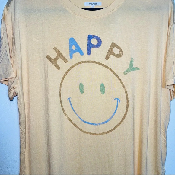 Maurices NWT Yellow Happy Smiley Face Relaxed Fit Graphic Tee Medium Women’s - Picture 5 of 12